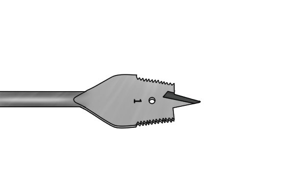 A self-feeding spade bit with threads cut into the body of the bit instead of the centre point