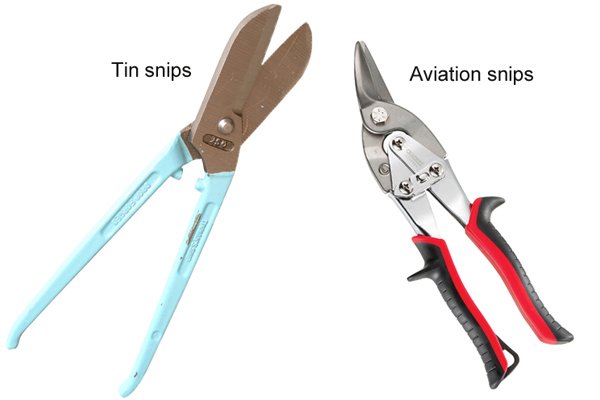 The two type of snips are tinsnips and aviation snips