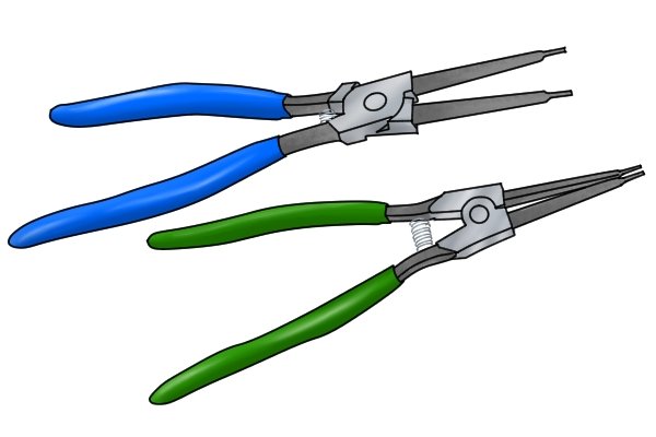 Circlip pliers are used for removing circlip retaining rings, they resemble standard pliers