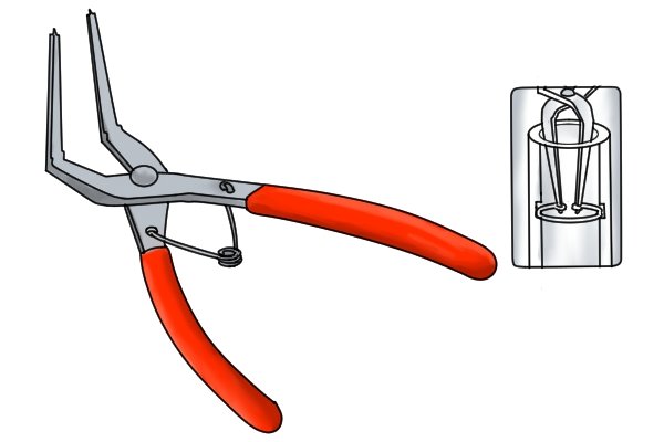 If a circlip is placed quite far inside a mechanical part you may need to use long nose circlip pliers