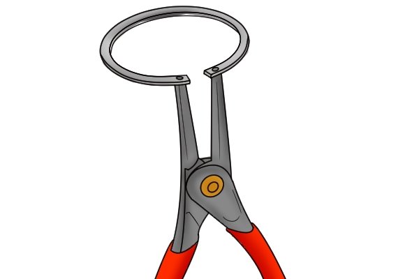 The tips of circlip pliers should fit securely into the grip holes of circlips