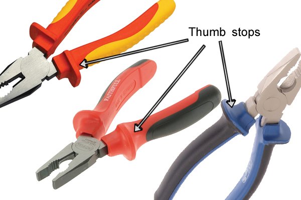 A lot of combination pliers have hand grips which stop you hands slipping when in use