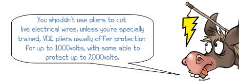 Wonkee Donkee says "You shouldn’t use pliers to cut live electrical wires, unless you’re specially trained, VDE pliers usually offer protection for up to 1000 volts, with some able to protect up to 2000 volts."