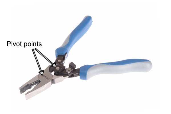 Compound action combination pliers have extra leverage for more heavy duty use