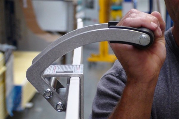 Gripper door or board carriers can carry plywood or plaster board. The handle is lifted to close the clamps