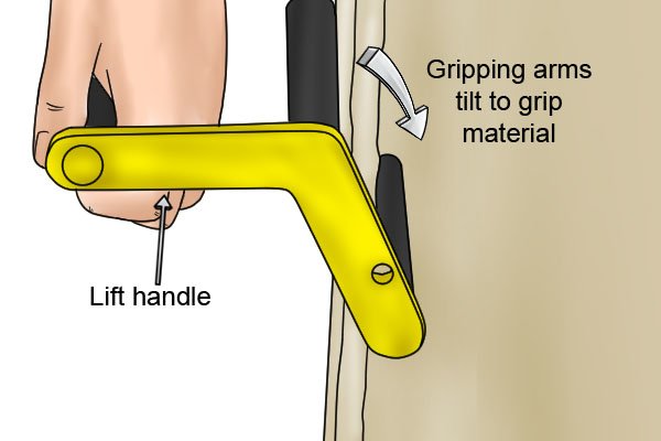 Tilting and lifting the handle on static grip door or board carriers allows you to carry various boards