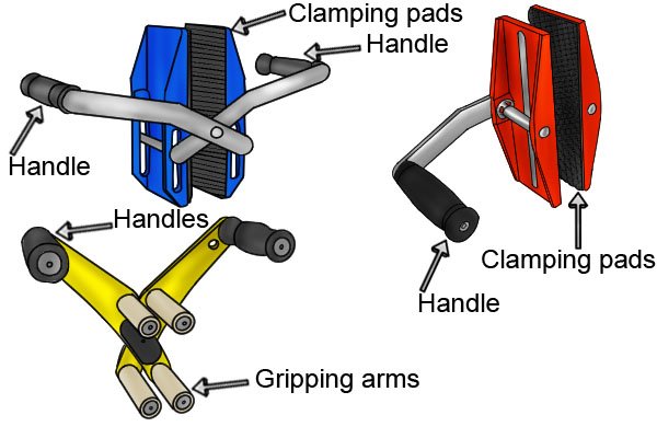 double handed door or board carrier clamps can clamp onto heavy materials to make them easier to carry