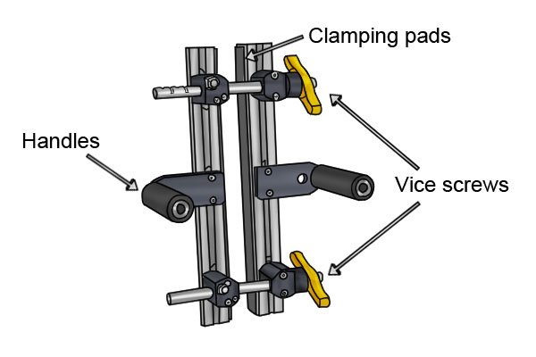 Carry clamps can carry boards, panels and slabs