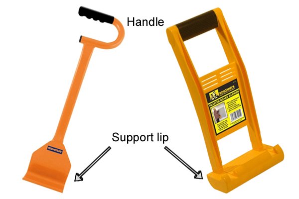 Base door carriers or board carriers are simple tools with a handle and lip to hold a board or panel