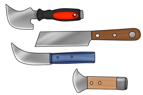 Lead knife blades may be made from different steels and the handles are made from wood, plastic or leather