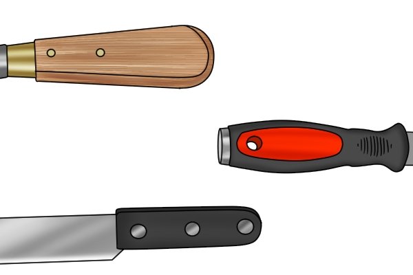The hand;es of lead knives are made from wood, plastic or leather
