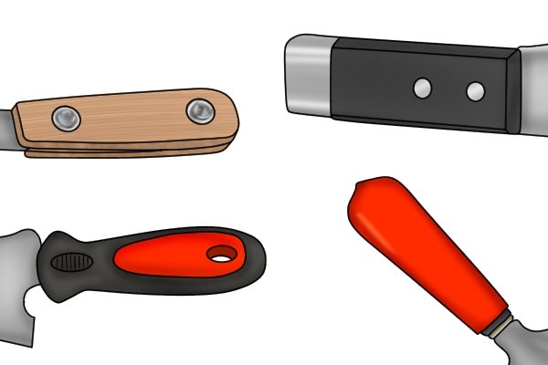 The handles of lead knives are typically made from wood, leather or plastic