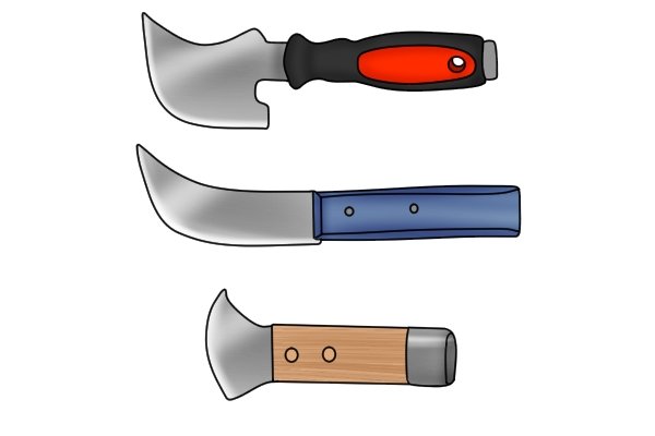 Lead knives with curved blades are designed to be used in lead came work