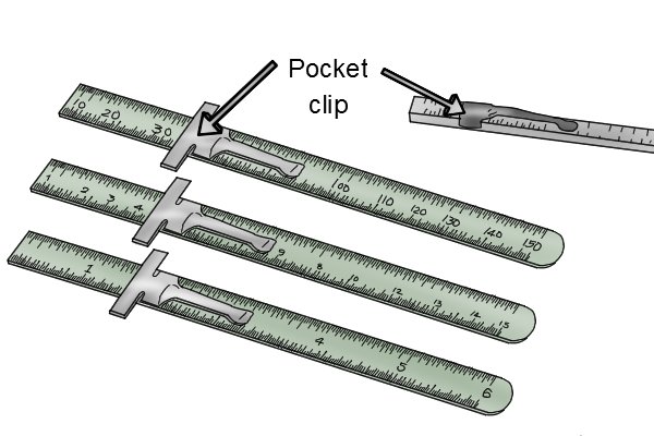 Some rules and rulers have clips that can attach the rule to a pocket to make it easy to carry
