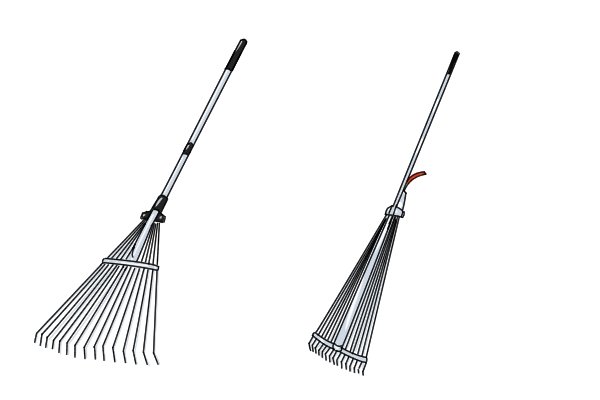 Adjustable rakes have heads which can be made thinner or wider for use in different areas of the garden