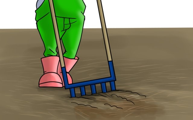 You can use a tool called a broadfork to turn soil and aerate lawns. some rakes can be used for the same jobs