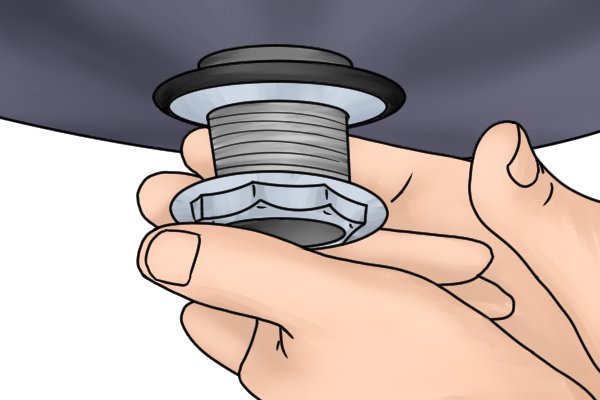 the locknut holds the washers and waste in place
