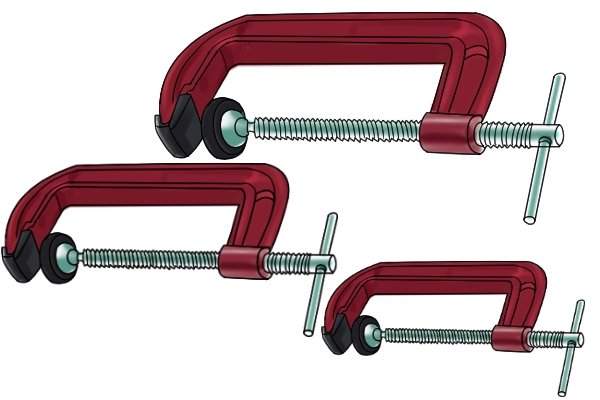 G clamps are available in a range of sizes