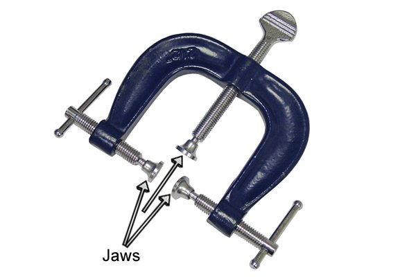 A typical edging clamp has three jaws