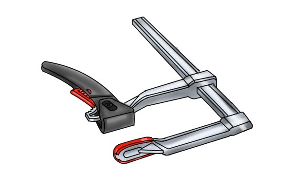 A lever clamp uses a combination of a lever, trigger and ratchet