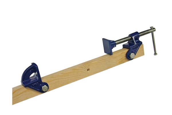 Clamp heads can be attached to a wooden bar for a homemade tool