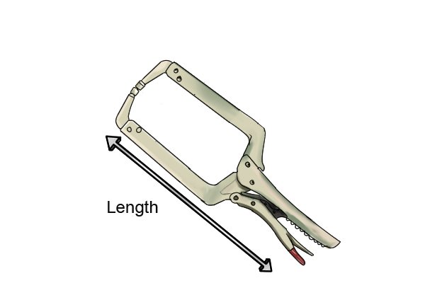 The overall length of a locking clamp