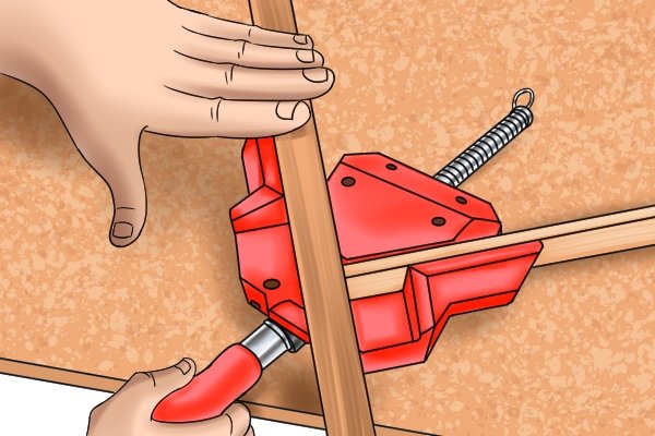 An angle clamp is ideal for woodworking and metalworking