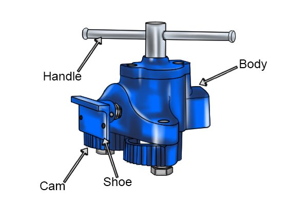 Parts of a heavy-duty flooring clamp