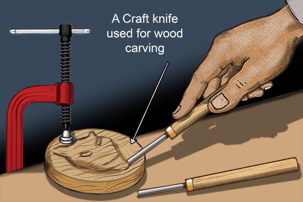 Carving out rubber with a craft knife