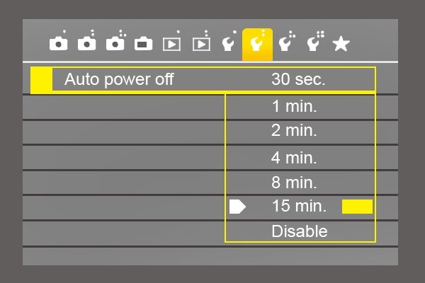 A user can change the time of the automatic power off feature