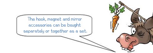 Donkee says 'The hook, magnet and mirror accessories can be bought separately or together'