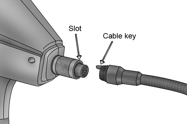 To connect the cable align the key with the slot