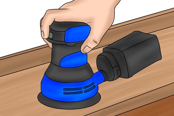 Power sander has a mechanism which rotates the sandpaper electronically