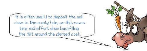 How to use a post hole digger Donkee says 'deposit soil close to the empty hole to save time and effort when backfilling'