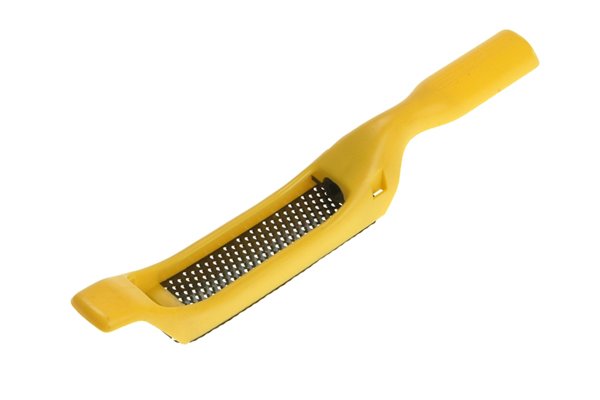 A surform tool is used to shave material