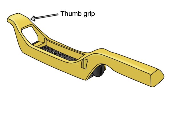 A thumb grip provides extra support for the user