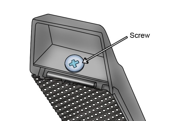 A screw releases the blade on a surform file