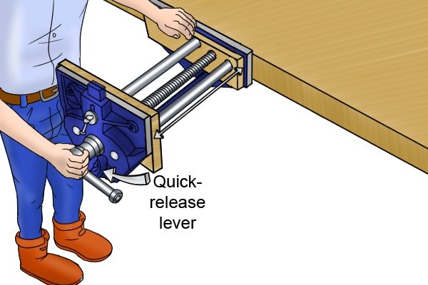 Pull lever towards you to operate quick-release
