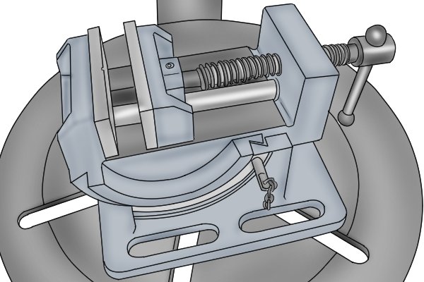 angle vice on drill press machine table