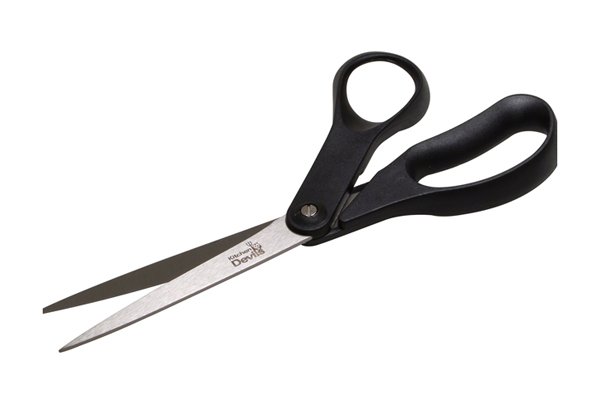 A pair of household scissors to illustrate the style of hinge used on shear cut and compact bolt cutters