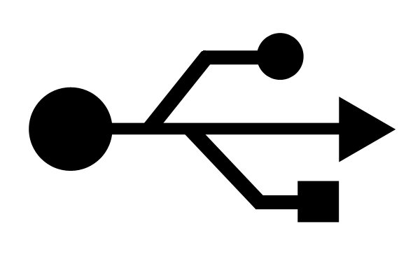 This symbol means USB and shows where the USB ports are on the cordless power tool battery charger.