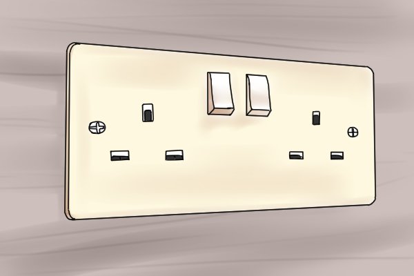 Household mains power supply comes through sockets in the wall.