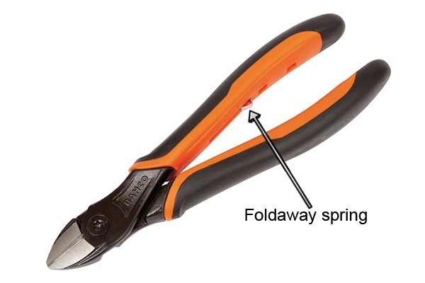 Foldaway spring of a diagonal side cutting pliers, nippers, wire cutters.