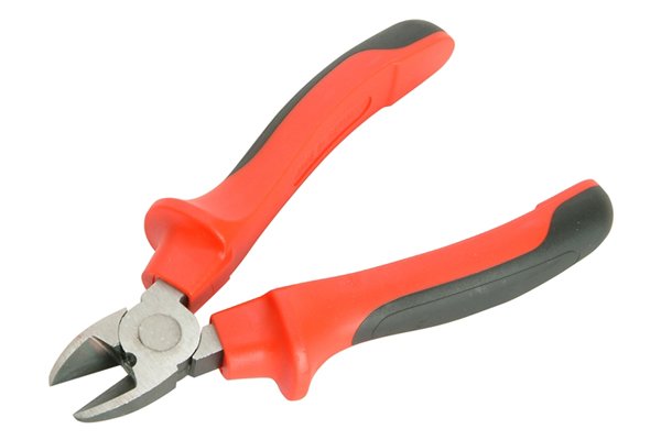 Open up the handles and so the jaws of diagonal side cutting pliers, cutters, nippers.