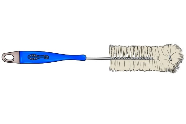 Pipe-cleaning brush (tube, bottle, interior brush) with plastic handle