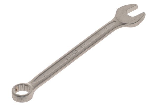 Spanner made from a single piece of metal.