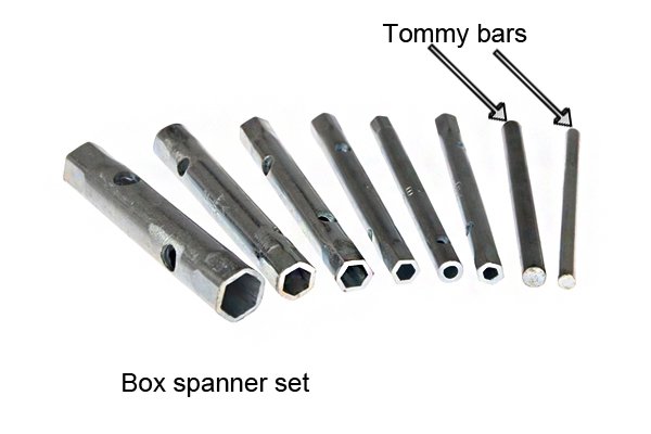 Box spanners come in a set or singly with or without tommy bars.
