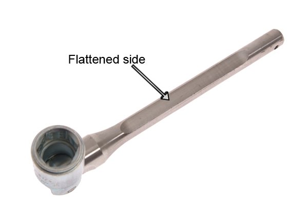 Flat sided scaffold spanner handle is easier to use.