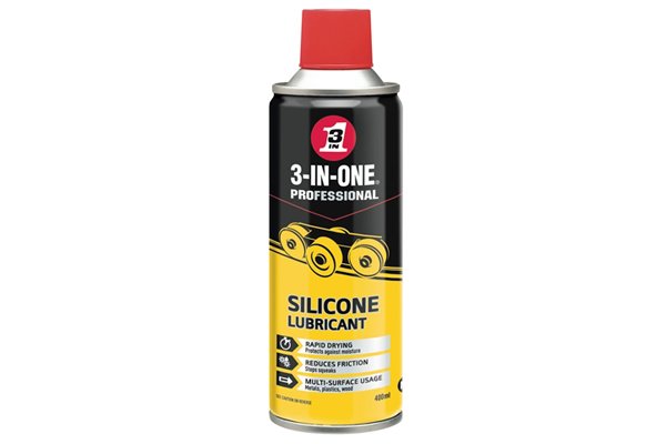 Silicone lubricant can be used to lubricate stiff nuts and bolts.