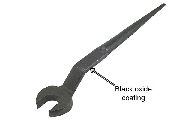 Black oxide coating on a podger spanner.